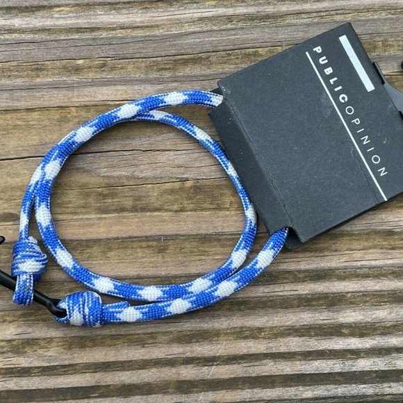 Public Opinion Bracelet Men Wrap blue and white Nylon Wrist Band Black Anchor - Picture 5 of 10